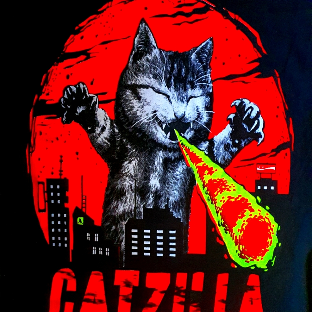 ESQUIZO NEON CATZILLA GRAPHIC TEE MEXICO CITY IMPORTED LA MERCED 🇲🇽 L
